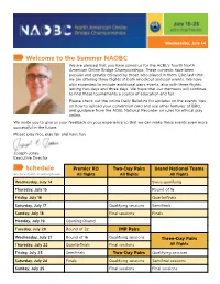 Schedule Welcome to the Summer NAOBC