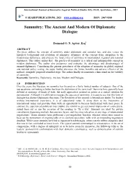 Summitry: the Ancient and Modern of Diplomatic Dialogue