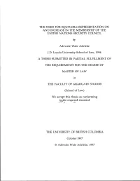 The Need for Equitable Representation on and Increase in the Membership of the United Nations Security Council