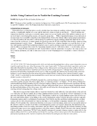Using Contract Law to Tackle the Coaching Carousel