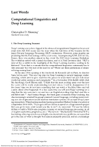 Computational Linguistics and Deep Learning