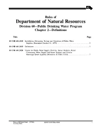 Department of Natural Resources Division 60—Public Drinking Water Program Chapter 2—Definitions