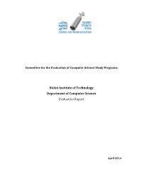 Holon Institute of Technology Department of Computer Science Evaluation Report