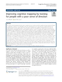 Improving Cognitive Mapping by Training for People with a Poor Sense of Direction Toru Ishikawa1,2* and Yiren Zhou1
