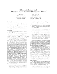 Sherlock Holmes and the Case of the Advanced Persistent Threat