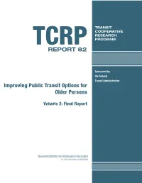 TCRP Report 82 – Improving Public Transit Options for Older Persons