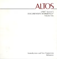 UNIX™ System V DOCUMENTER's WORKBENCH™ Volume ONE