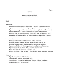 Allegato 2 MENU' Schema Del Menù Settimanale Pranzo Primo Piatto 2