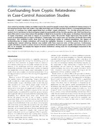 Confounding from Cryptic Relatedness in Case-Control Association Studies