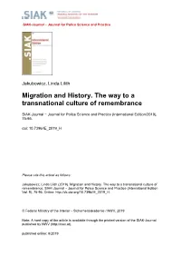 Migration and History. the Way to a Transnational Culture of Remembrance