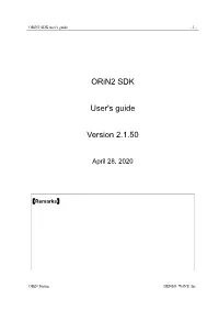 Orin2 SDK User's Guide Version 2.1.50
