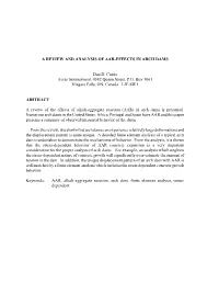A Review and Analysis of Aar-Effects in Arch Dams