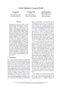 Critical Thinking for Language Models