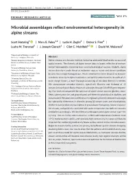 Microbial Assemblages Reflect Environmental Heterogeneity in Alpine Streams