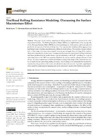 Tire/Road Rolling Resistance Modeling: Discussing the Surface Macrotexture Effect