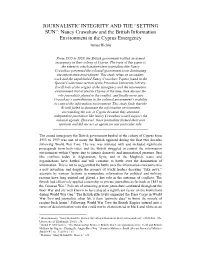 JOURNALISTIC INTEGRITY and the “SETTING SUN”: Nancy Crawshaw and the British Information Environment in the Cyprus Emergency James Richie