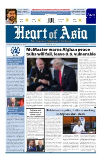 Mcmaster Warns Afghan Peace Talks Will Fail, Leave U.S. Vulnerable