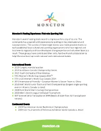 Moncton's Event Hosting History