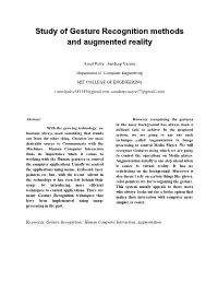 Study of Gesture Recognition Methods and Augmented Reality