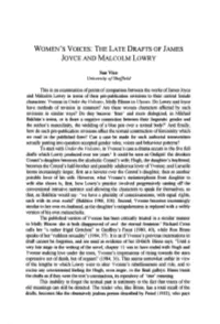 The Late Drafts of James Joyceand Malcolm Lowry