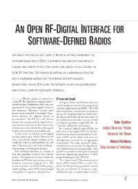 An Open Rf-Digital Interface for Software-Defined Radios