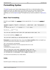 Formatting Syntax Formatting Syntax
