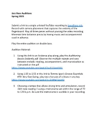 Jazz Audition Materials Spring 2021