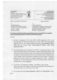 Notice of AGM, Record Date, Annual Report and Accounts 2020-21 Of