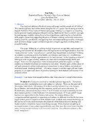 Paper-Fold Physics: Newton’S Three Laws of Motion Lisa (Yuk Kuen) Yau Revised Date: Monday, July 30, 2018