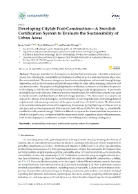 Developing Citylab Post-Construction—A Swedish Certification System To