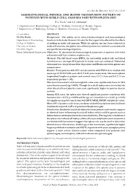 Haematological Profile and Blood Transfusion Pattern of Patients with Sickle Cell Anaemia Vary with Spleen Size F.A