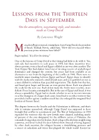 Lessons from the Thirteen Days in September on the Atmosphere, Negotiating Style, and Mistakes Made at Camp David