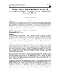 Producing Communities in Rivers State, Nigeria: Implications for Community Education