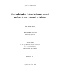 Sleep and Circadian Rhythms in the Acute Phase of Moderate to Severe Traumatic Brain Injury