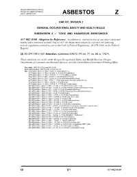 OAR 437, Division 2, Subdivision Z, Asbestos