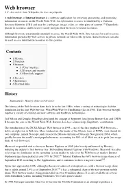 Web Browser a C-Class Article from Wikipedia, the Free Encyclopedia