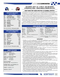 2019 Game Notes