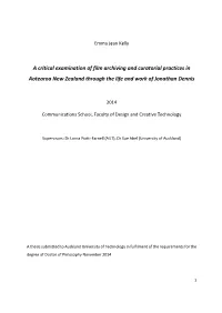 A Critical Examination of Film Archiving and Curatorial Practices in Aotearoa New Zealand Through the Life and Work of Jonathan Dennis