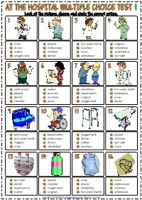 At the Hospital Multiple Choice Test 1