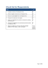 Check List for Respondents
