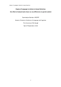 Origins of Language in Relation to Sexual Selection: the Effect of M