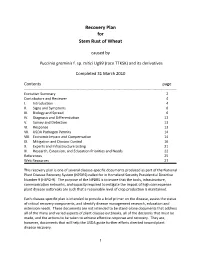 Recovery Plan for Stem Rust of Wheat