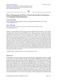 Water Management in Mexico. from Concrete-Heavy Persistence to Community-Based Resistance