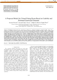 A Proposed Model for Virtual Fitting Room Based on Usability And