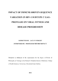 Impact of Immune-Driven Sequence Variation in HIV-1 Subtype C Gag-Protease on Viral Fitness and Disease Progression