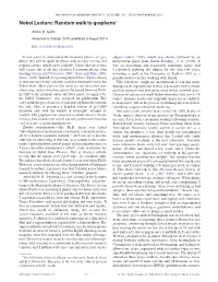 Nobel Lecture: Random Walk to Graphene*