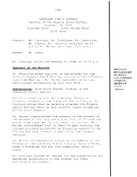 1185 CLEVELAND PUBLIC LIBRARY Minutes of the Regular Board