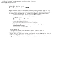 Combining Herbs and Essential Oils This Presentation Explores How