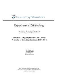 Effect of Gang Injunctions on Crime: a Study of Los Angeles from 1988-2014