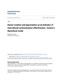Humor Creation and Appreciation As an Indicator of Intercultural Communication Effectiveness : Toward a Theoretical Model